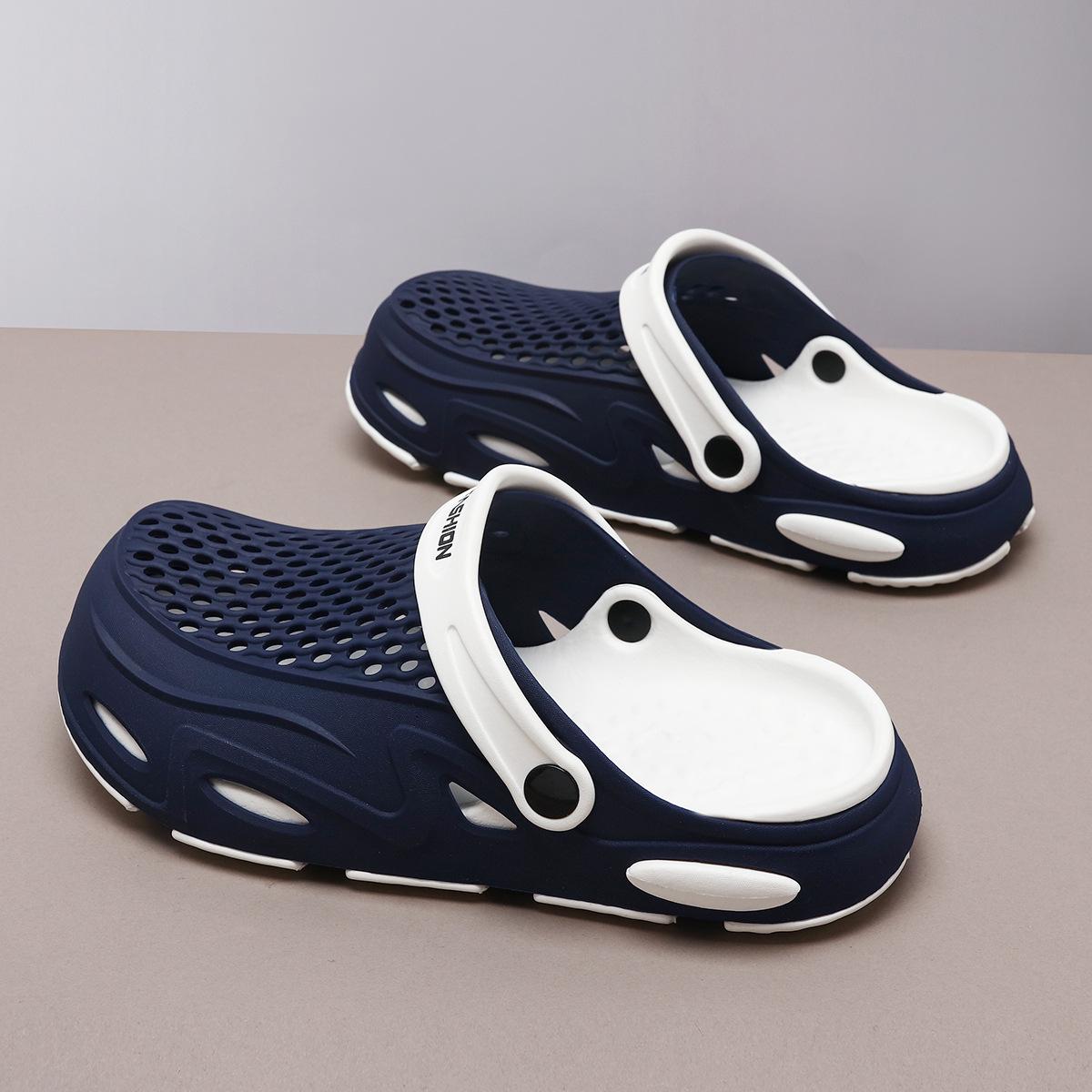 Men s Summer Thick Sole Height-Boost Slippers: Non-Slip, Odor-Proof, Soft Sole Beach Shoes with Closed Toe.