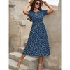 Women Floral Print Midi Dress With Puff Sleeves And Smocked Waist