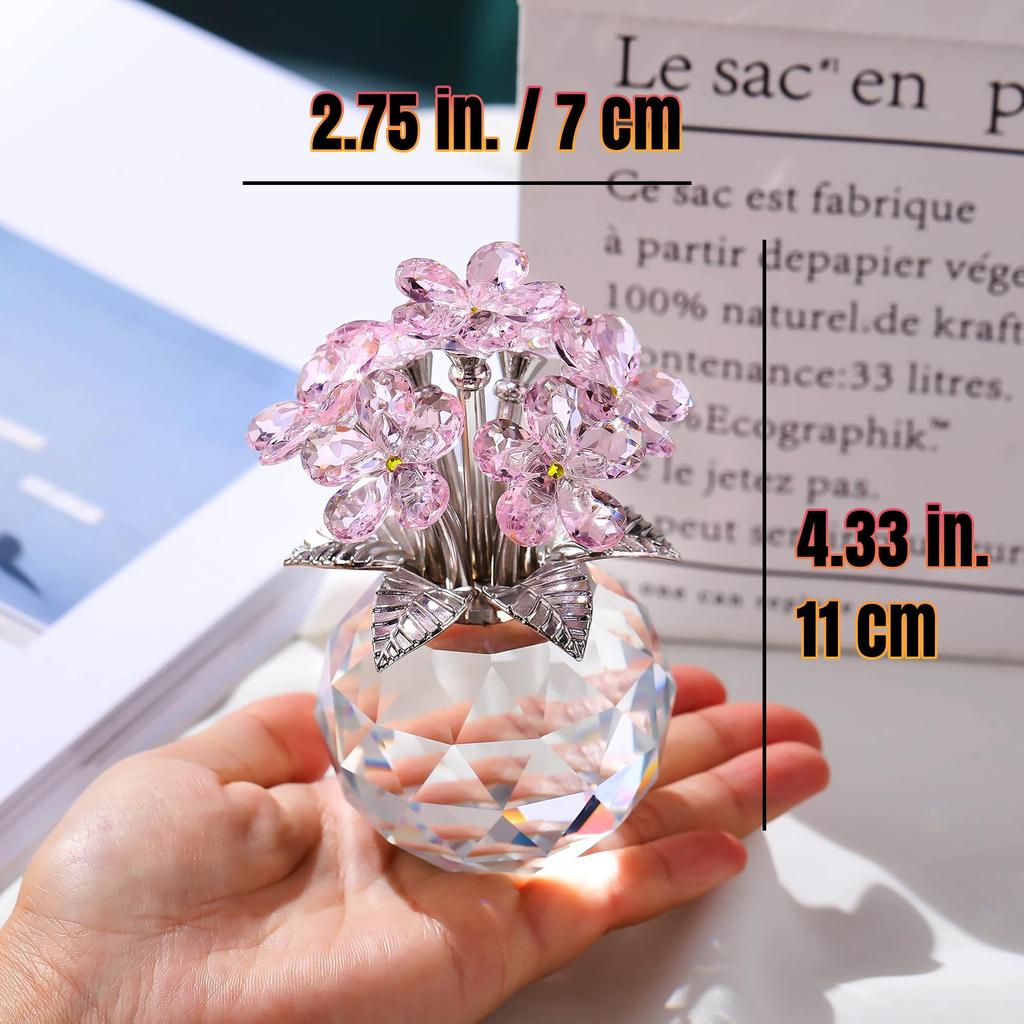 Różowa Kryształowa Figurka Kwiatu Niezapominajki, Idealna na Urodziny Kobiet, Śluby lub Prezenty Rocznicowe dla Przyjaciółek i Sióstr