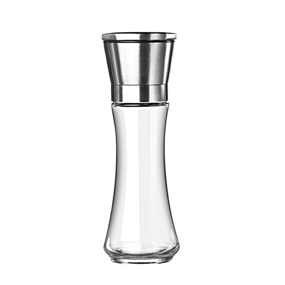 Stainless Steel Salt Pepper Grinder with Lid Ceramic Blades Glass Body Spice Salt Shaker Adjustable Coarseness Pepper Salt Mill