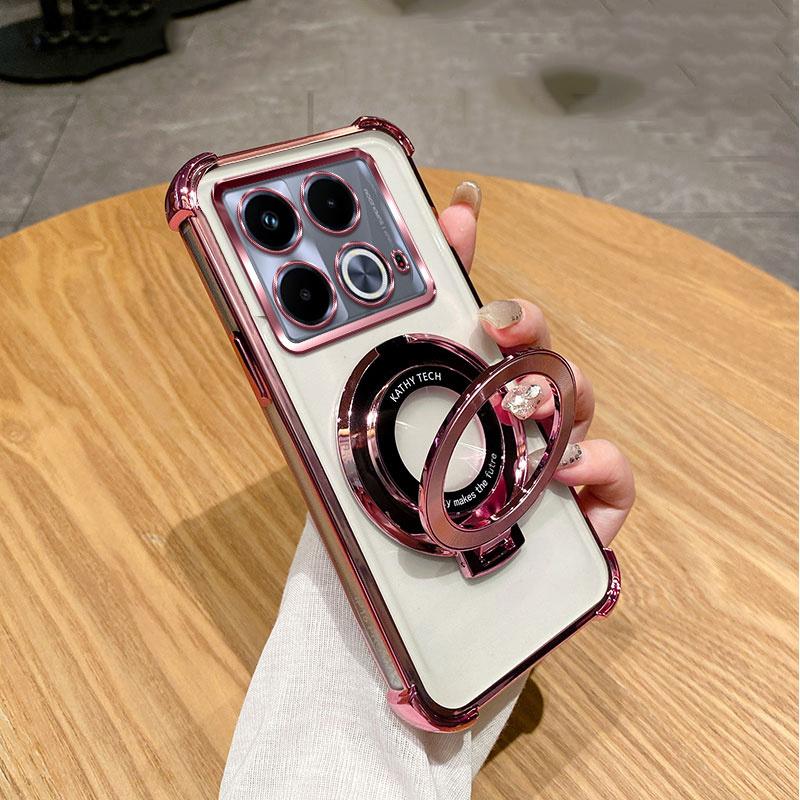 Luxury Shockproof Magnetic Bracket for Magsafe Clear Case for Funda Infinix Note 40 Pro Note40 Pro Plus With Holder Stand Cover