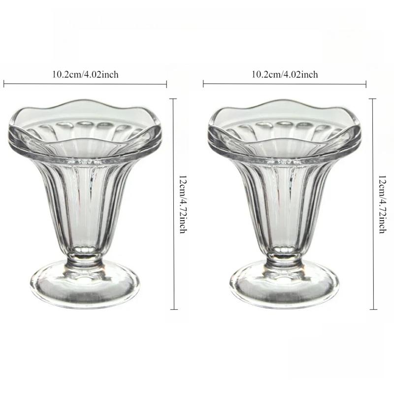

190ml Elegant Cocktail Glass Ice Cream Cup Creative Summer Dessert Bowl Milk Tea Fruit Juice Sand Ice Milkshake Cups Household 2pcs