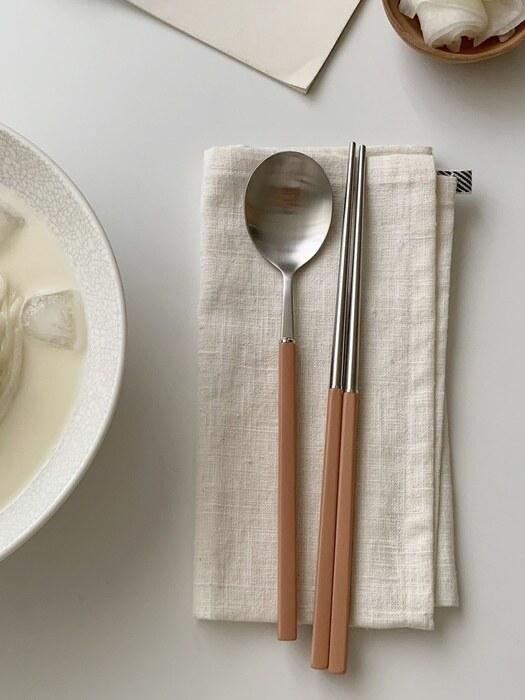 

Elegant Table Eternal Korean Spoon Set (2 Color Spoons & Chopsticks, Housewarming Gift, Camping) ivory