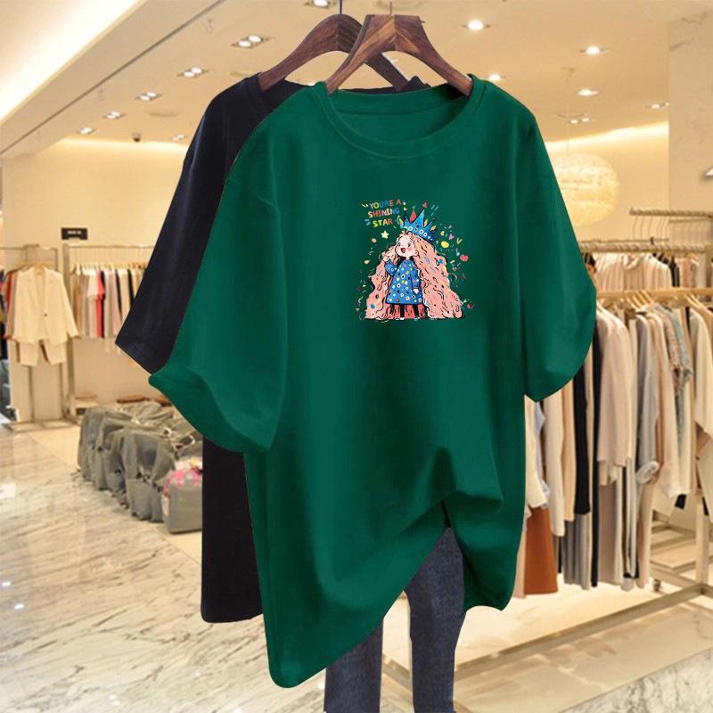 Women's White Cotton Round Neck Short Sleeve T-shirt, Summer 2026 Loose Fit, Versatile Fashion Top