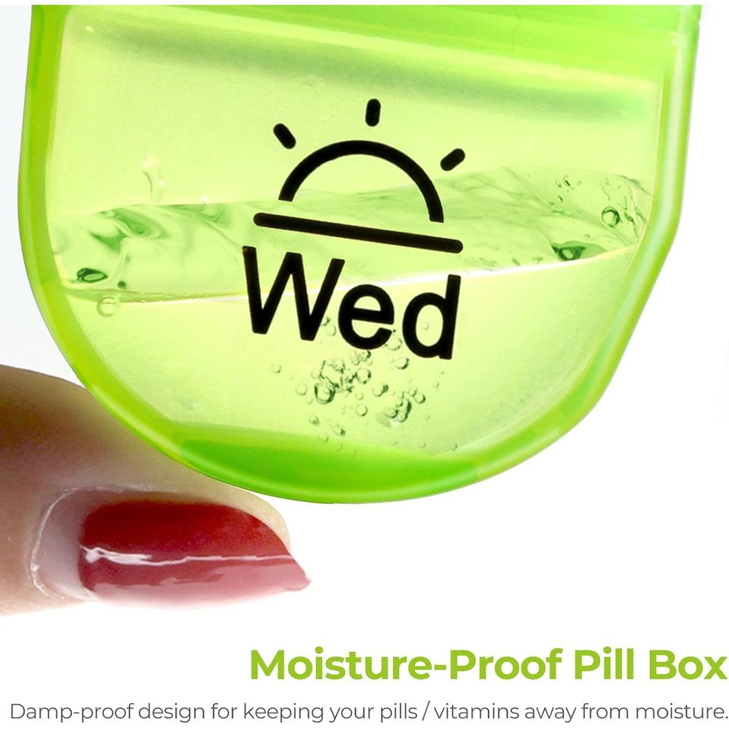 Pill Box 2 Times a Day, 7-Color for Easy Tracking, Dual Protection
