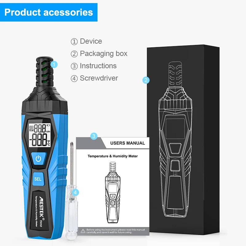 

TH10 Портативный измеритель температуры и влажности Гигрометр Переключатель единиц измерения C/F Измеритель влажности окружающей среды Гигротермограф Максимальное удержание данных
