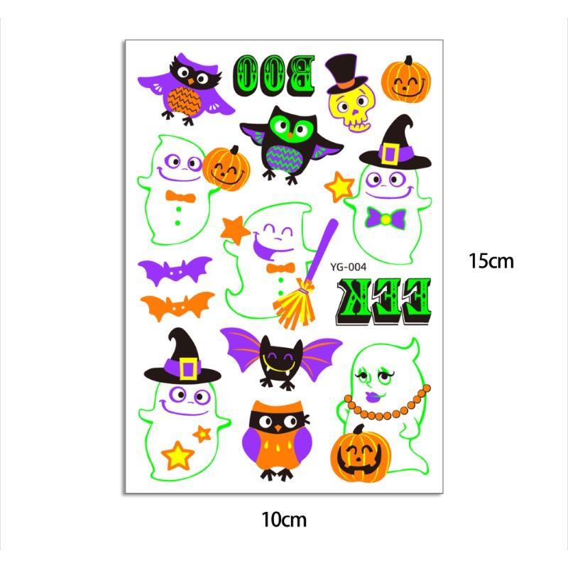 1pc Luminous Tattoo Ghost Taty Fake Tattoo Glowing In Dark Waterproof Temporary Tattoo Stickers Halloween Party for Kids