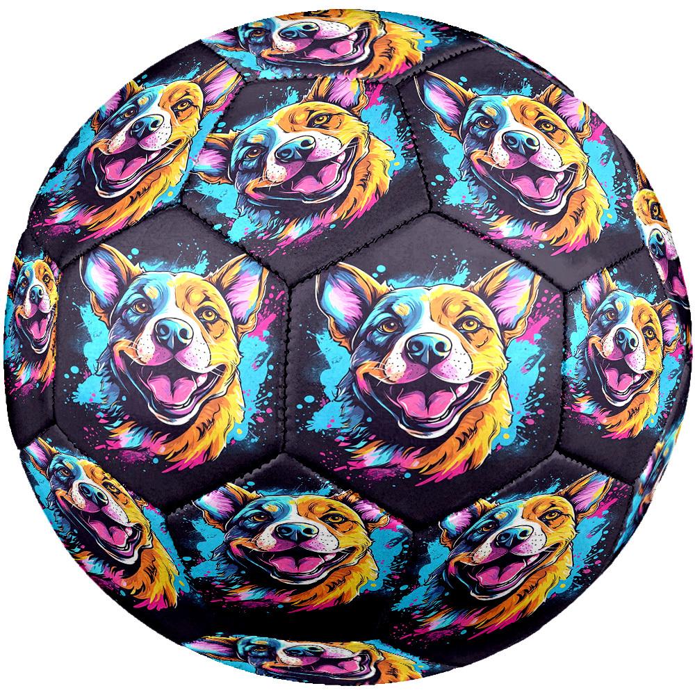 1pc Colorful Dog Art Size 5 Soccer Ball Professional Match Training Football Indoor &Outdoor Sports Ball Lightweight Durable C6583