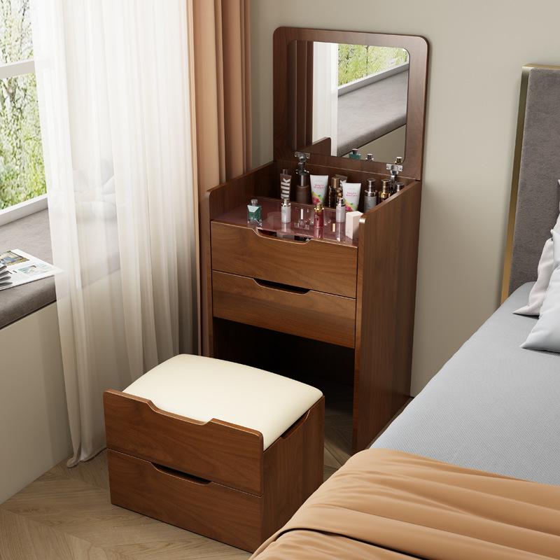 Flip-Top Modern Vanity Storage Cabinet - Bedside Table with Makeup Desk