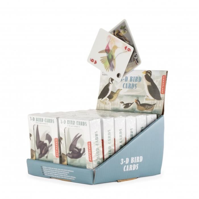 3D Playing Cards - Kikkerland - Bird - Unique Design - High Quality - Display 12 Pieces
