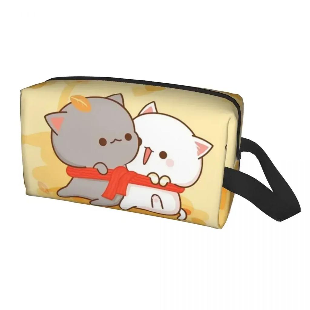 Peach And Goma Travel Cosmetic Bag for Women Kawaii Makeup Toiletry Organizer Lady Beauty Storage Dopp Kit