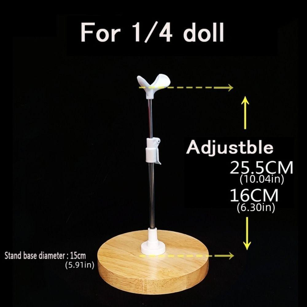 Stainless Steel Doll Stand Wooden Base Doll Standing Rack Durable Doll Display Holder  for Bjd Doll