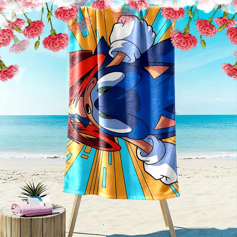 Sonic the Hedgehog4 Print Beach Towel, Large Soft Quick Dry Towel for Beach Camping Swimming