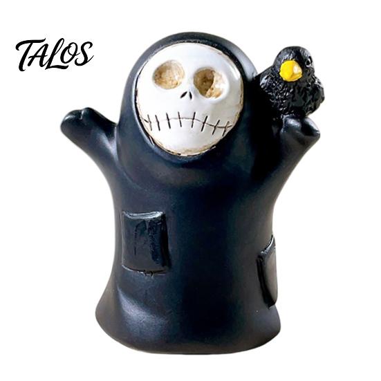 Gothic Style Birthday Gifts Halloween Ghost Figurine, Spooky Black Robe Statue, Cute Home Decor for Living Room Skull Resin Ornament Tabletop