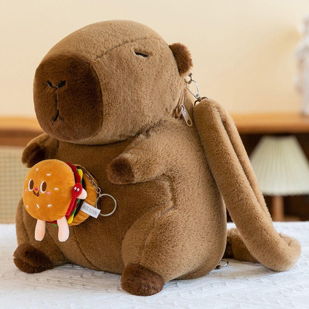 Large Capacity Capybara Plush Backpack Animal Cartoon Capybara Plush Bag  Female Lady Girl