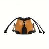 Trendy Color Block Mini Bucket Bag For Girls  Cute PU Leather Crossbody Bag Lightweight Drawstring Shoulder Bag For School Parties