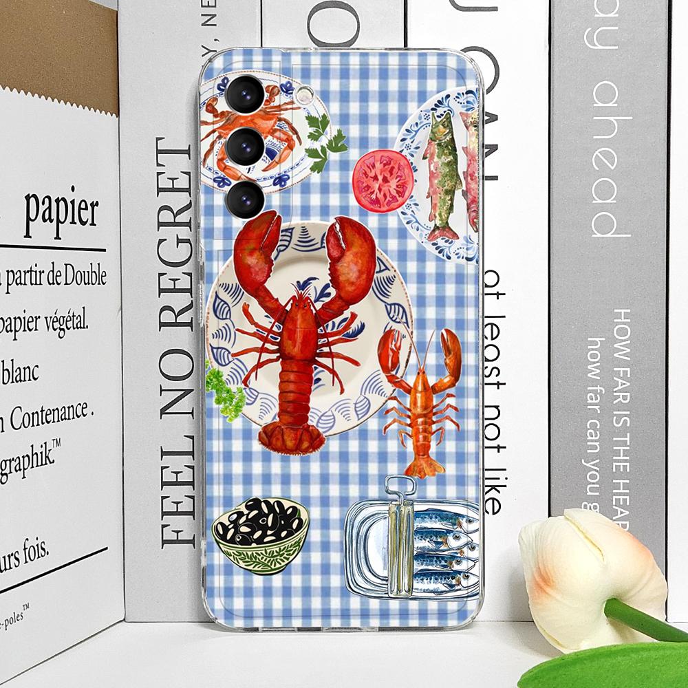 

Simple Cute Striped Plaid Ocean Animal Printed Phone Case for Samsung Galaxy S26 S25 Ultra S24 S23 S22 Plus S21 FE 5G Soft Cover Galaxy S26 Ultra