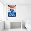 Vintage Swim At Your Own Risk Metal Tin Sign with Lifeguard Beer Break Illustration - Humorous Warning Plaque for Home Bar Man C