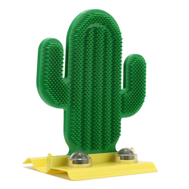 Indoor Cat Cactus Self Message Brush Interactive Cat Toy Catmint Container 1