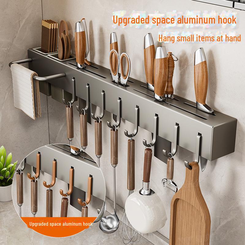 Multifunktionales Küchenmesser- und Essstäbchengestell aus Edelstahl, ohne Bohren