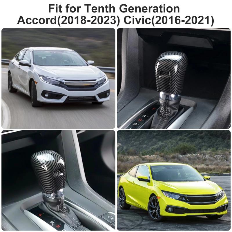 Durable Carbon Fiber Gear Shift Knob Cover Fits Accord 2018-2023 Enhance Interior Aesthetics
