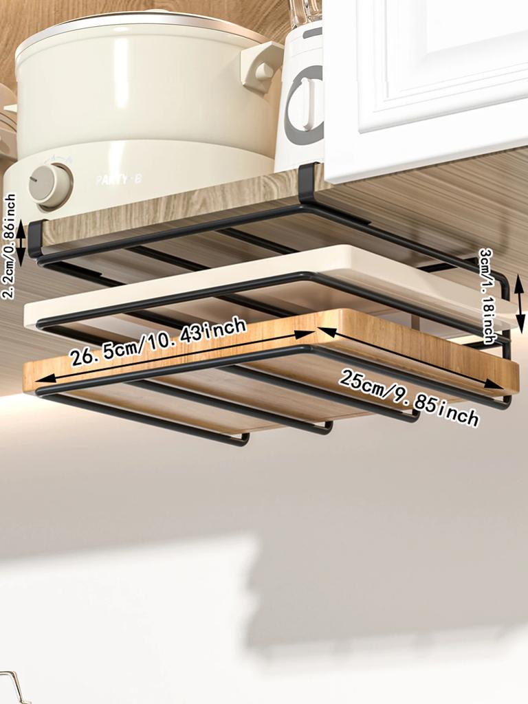 kitchen cabinet Hanging rack under, household iron art organizing rack, cutting board rack, hook, pot cover storage rack