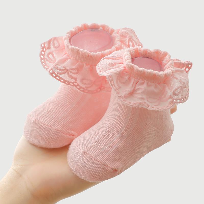 White Lace Princess Socks for Little Girls - Spring & Autumn