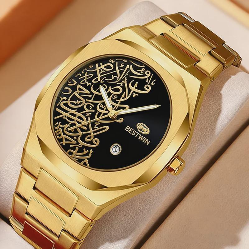 Herren Golduhren Top Marke Luxus Edelstahl Uhrenarmband Hohe Qualität Herrenuhr Kreatives Design Datum Armbanduhr