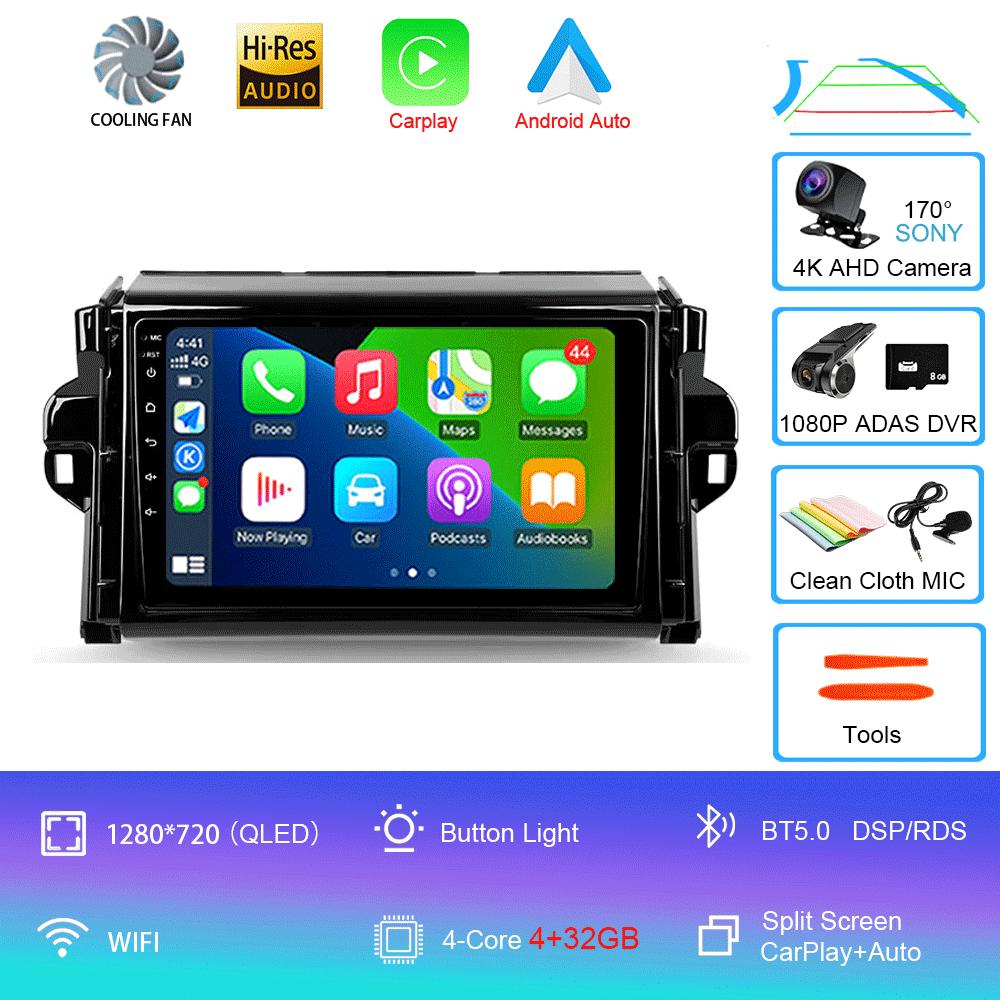 Car Radio Android 14 For Toyota Fortuner 2 2015 2016 2017 2018 2019 2020 Stereo Multimedia Navigation GPS Carplay 2 Din Headunit