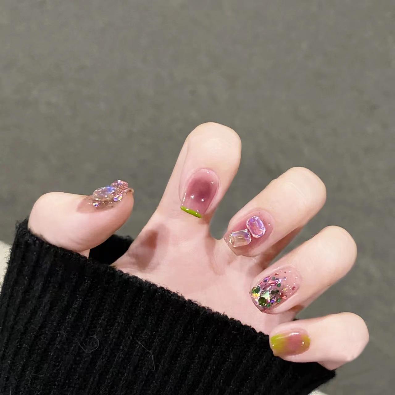 

Elegant Purple Ice Translucent Removable False Nail Patches