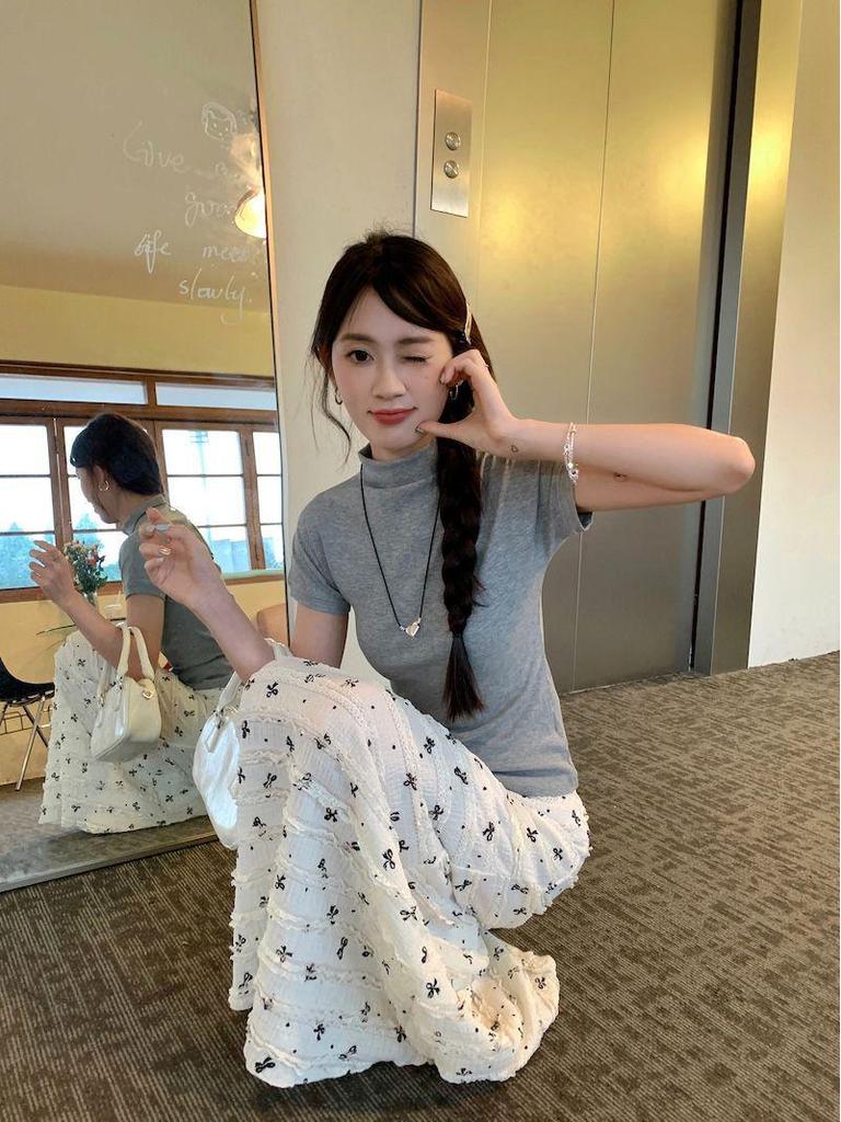Korean-Style Floral Lace Fishtail Skirt Set for Women