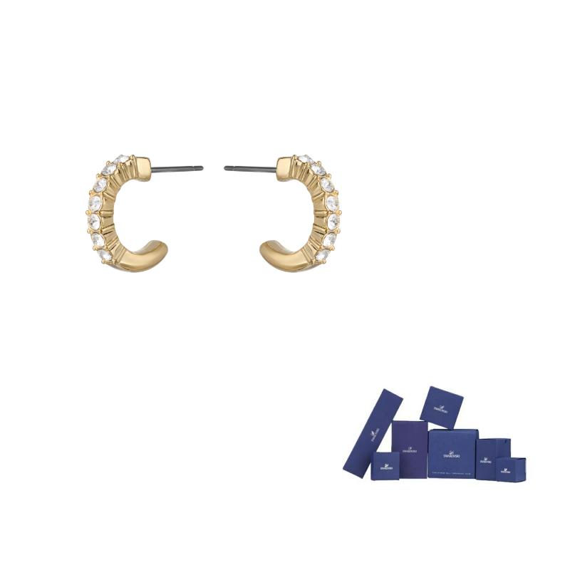 Swarovski Faux Crystal Earrings Womens Gold F ( Fits All)-Original brand box