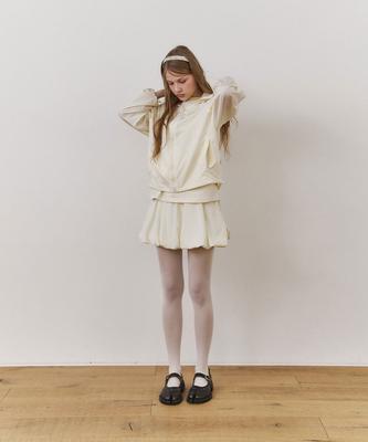 Une Sheer Balloon Mini Skirt_Cream