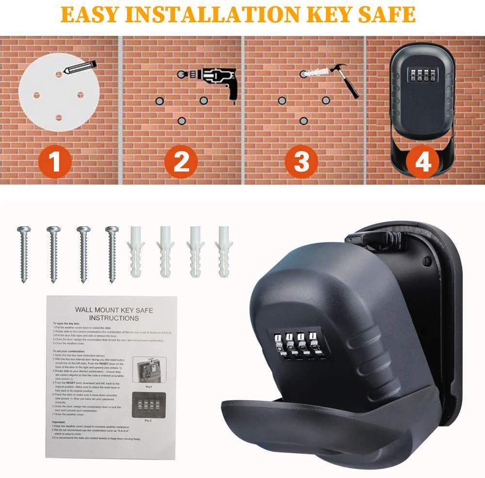 Wall-Mounted Metal Outdoor Anti-Theft Key Storage Lock Box