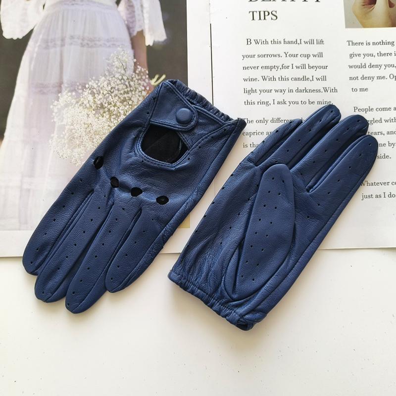 Women's Sheepskin Driver Gloves Thin Breathable Unlined Colored Leather Gloves Summer