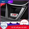 New Senior R Rline Logo Car Steering Wheel Trim ABS Plating Stickers Accessories For Volkswagen GTI Polo Golf Scirocco Jett