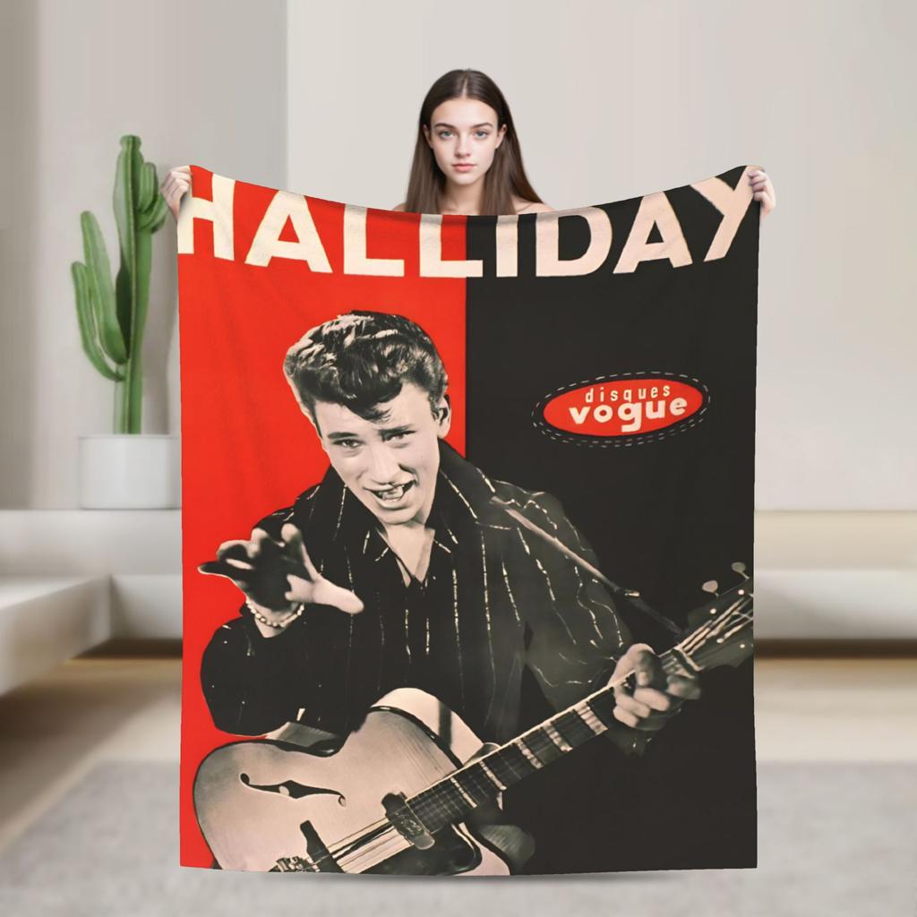 Rock Star Johnny Hallyday Blanket Quality Warm  Bedding Throws Winter Decorative Couch Chair Pattern Bedspread