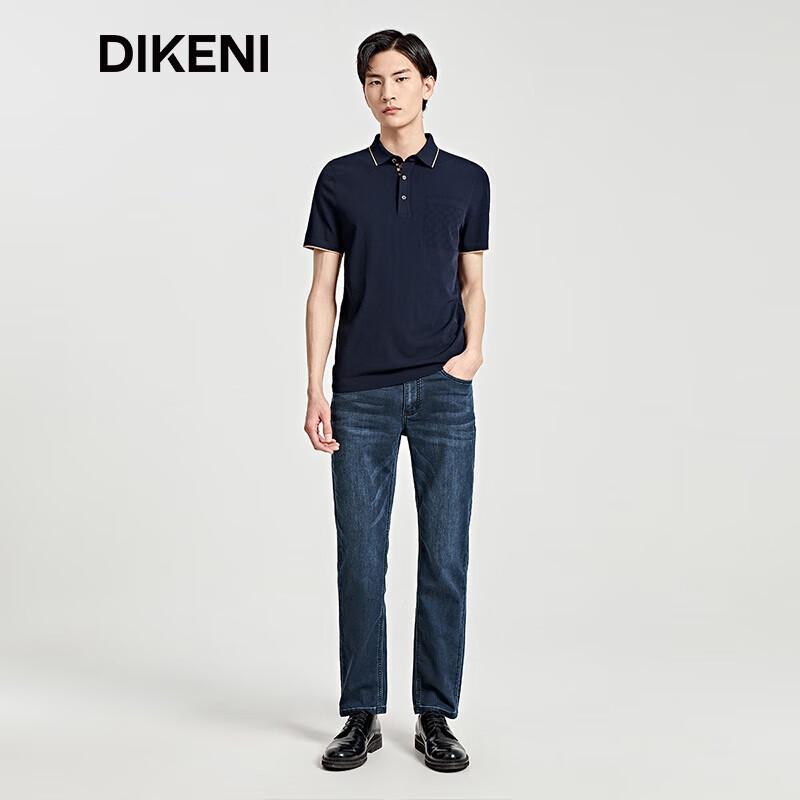 DIKENI Men s Elastic Ice Linen Short Sleeve Checkerboard Polo Shirt L