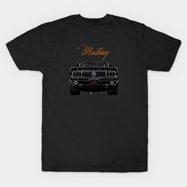 

Men Black Print T-shirt Classic Mustang Car Rear End No-Cut Transfer Paper Print Cotton Tshirt 3XL чорний