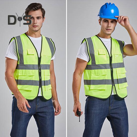 Kamizelka robocza męska damska odblaskowa kamizelka dekolt w serek bez rękawów zamek błyskawiczny plisa oddychająca nocna kamizelka bezpieczeństwa