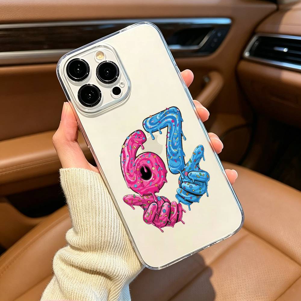 SS Fashion Six Seven 67 Phone Case For iPhone17,16,15,14,13,12,Pro Max,16/15/14 Plus XS Soft Silicone Transparent Cover