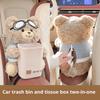 Bär Auto Taschentuchbox und Mülleimer 2 in 1 Kreativer Aufbewahrungs-Organizer für Mittelkonsole Niedliche Armlehnen-Akzente für Reisefahrzeug Zuhause
