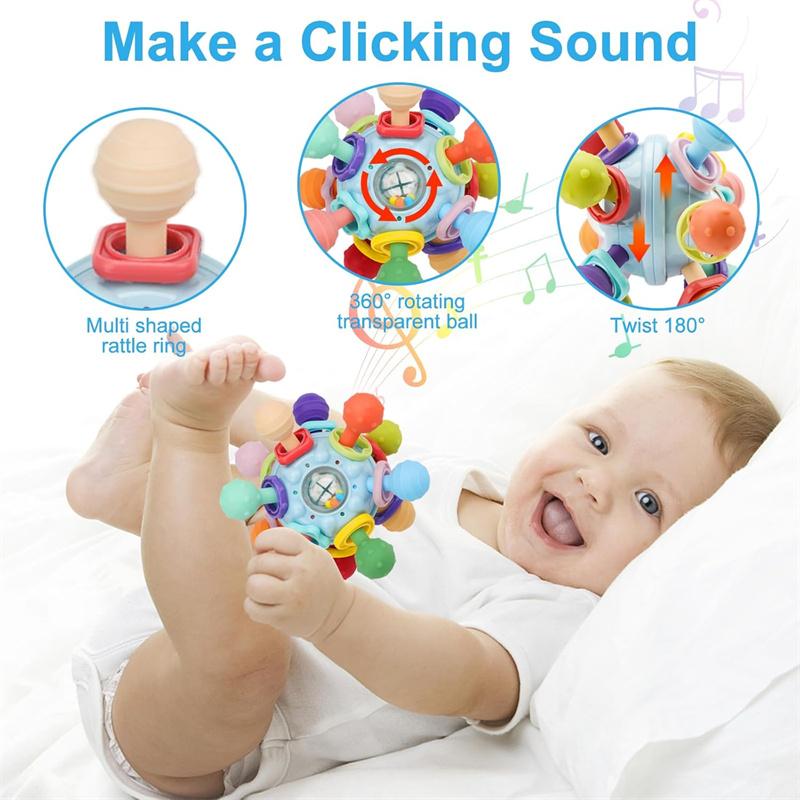 Atomic Ball Baby Montessori Sensory Toy For 0-6 6-12 Months, Food Grade Teething Toy For Babies