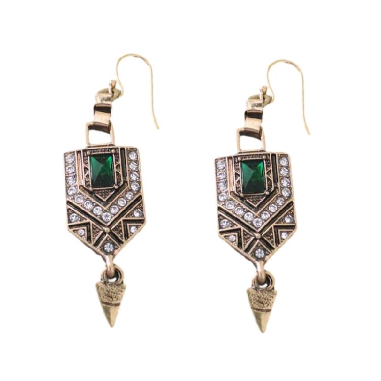 

Trendy Rhinestone Earrings Green Emerald Diamond Ear Pendants Jewelry for Women 1