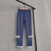 Imitation Denim Girls Pant Autumn Winter Plus Velvet Warm Long Pants Bow Lace Kids Trousers