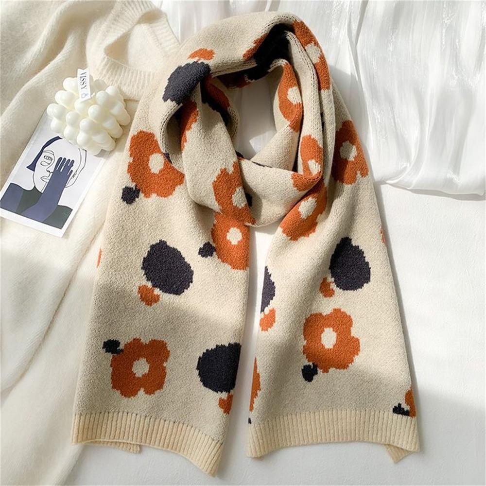 

Elastic Wool Scarf Thick Shawl Fashion Neckerchief for Women Female бежевий