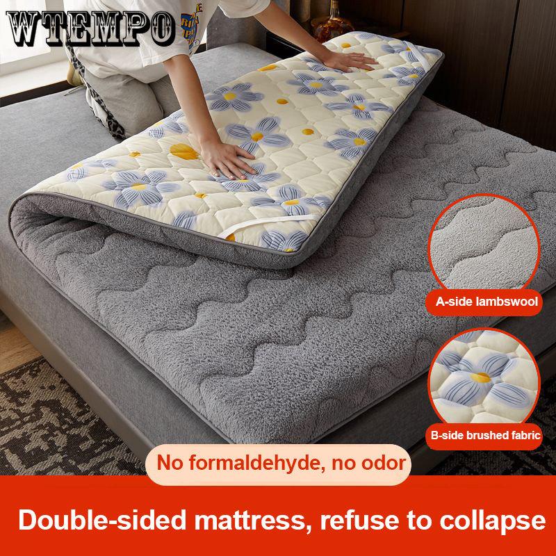 Warm Lamb Fleece Mattress Upholstered Home Bed Mattress Warm Winter Student Dormitory Single Thickened Mattress Soft Quilt Mats