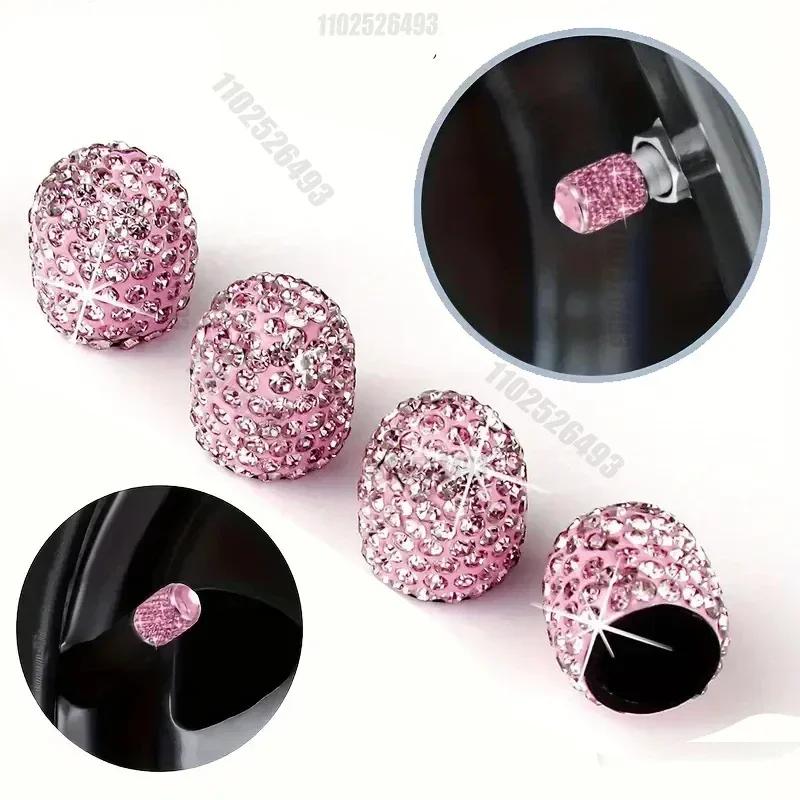 Crystal Car Tire Valve Caps Diamond Shining Dust-proof Wheel Valve Cover Vehicle Bling Car Charms Decor Auto 4PCS