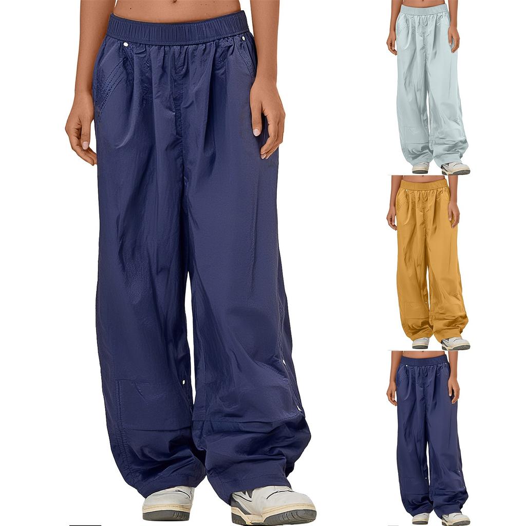 Women's High Waisted Drooping Sensation Quick Drying Wide Leg Solid Color Casual Pants