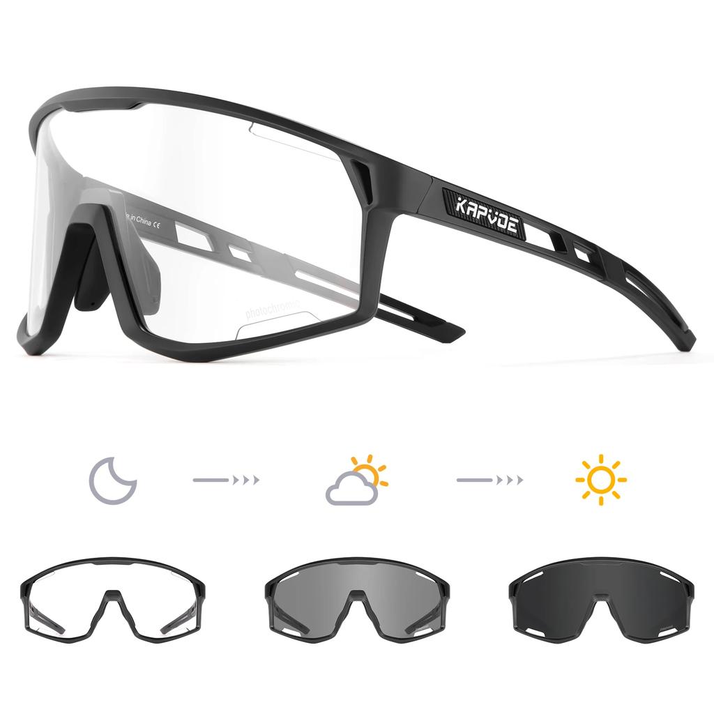 Kapvoe Photochromic Cycling Glasses Sunglasses for Men's Cycle Sun Glasses MTB UV400 Goggles Woman Road Bike Bicycle Eyewear